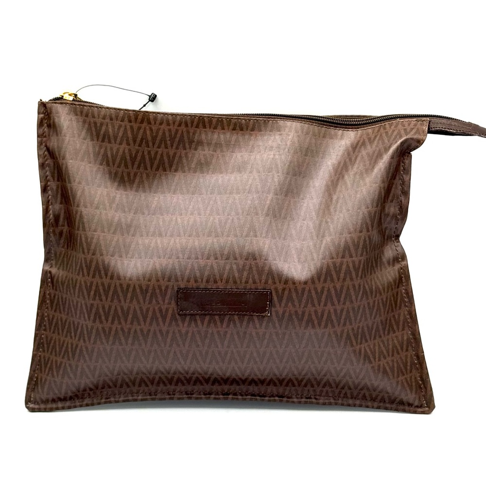 Vintage Mario Valentino Pouch Brown & Tan Monogram - Unused! ✔️Authentic